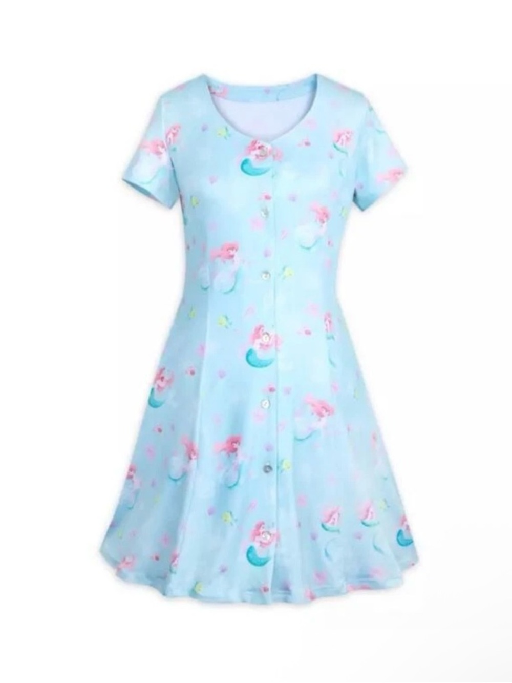 Disney Parks Ariel Button Up Swing Dress The Little Mermaid Women’s Size L NWT
